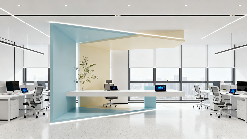 現(xiàn)代簡約風格辦公室設計裝修效果圖